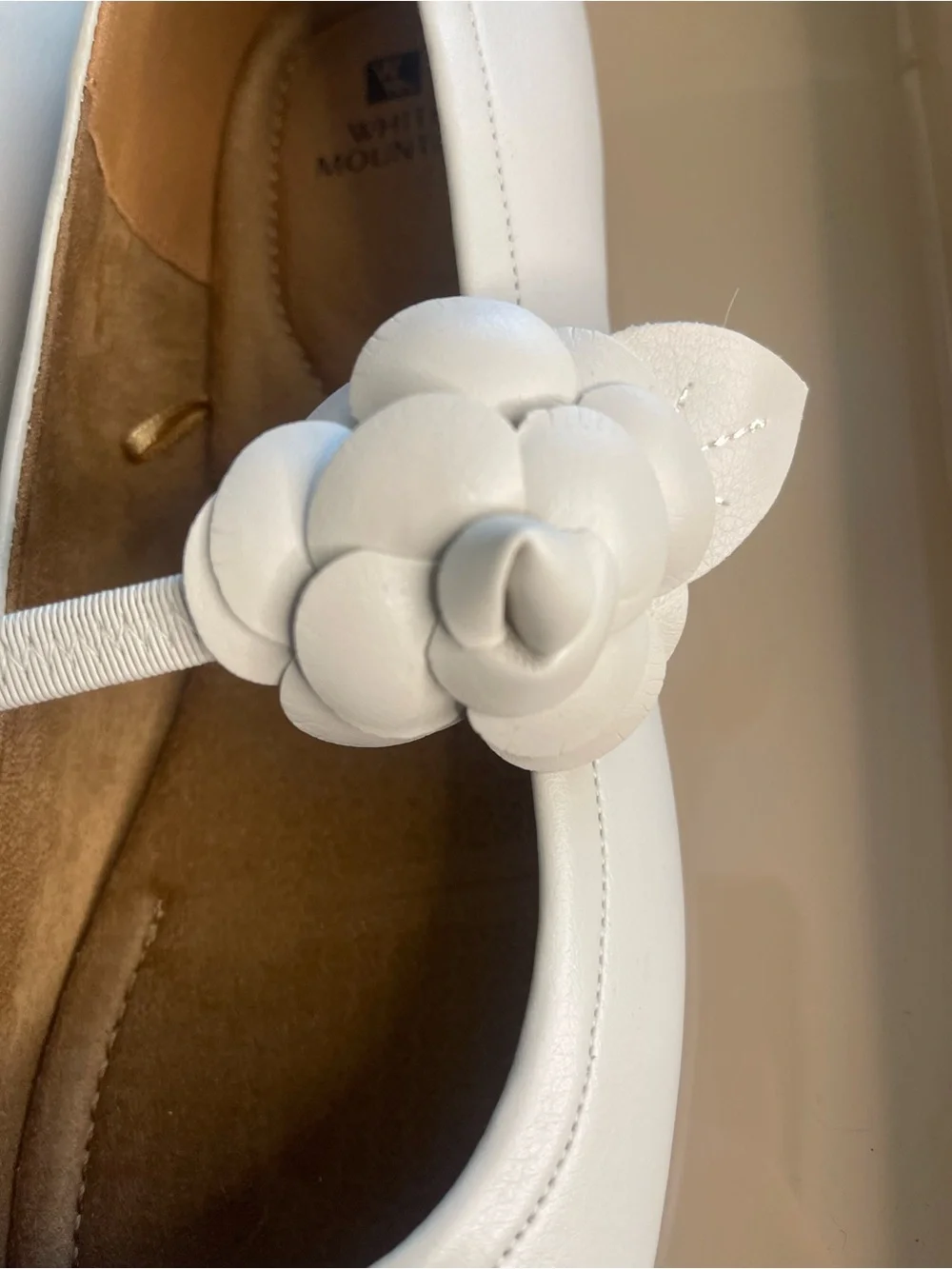 White Mountain Cream Braided Flower Mary Jane Flats